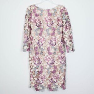 Eliza J Floral Crochet Lace Overlay Sheath Dress Womens Size 12
